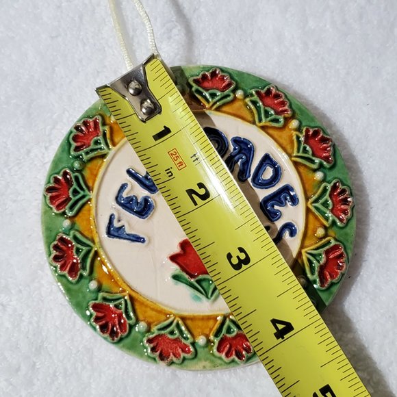 Felicidades Handpainted Botanicals Tile Ornament - Picture 5 of 6